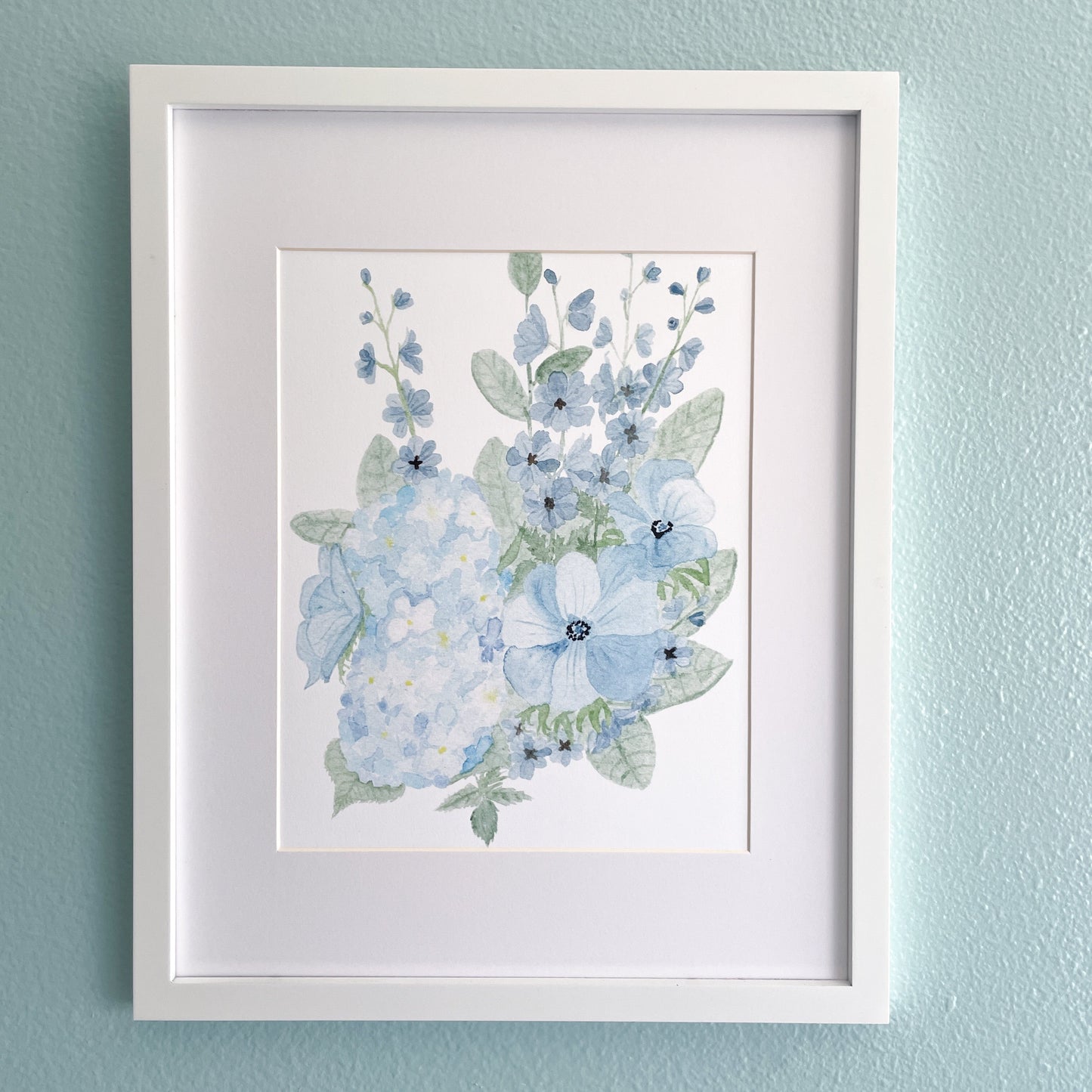 Watercolor Blue Bouquet Art Print
