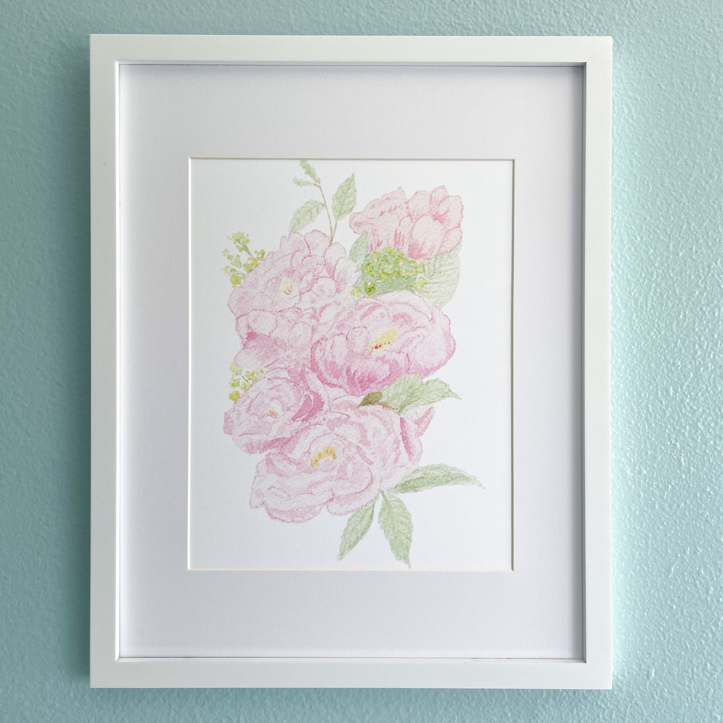 Watercolor Pink Peonies Art Print