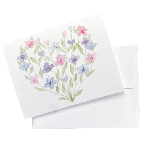 Flower Heart Watercolor Anniversary Greeting Card