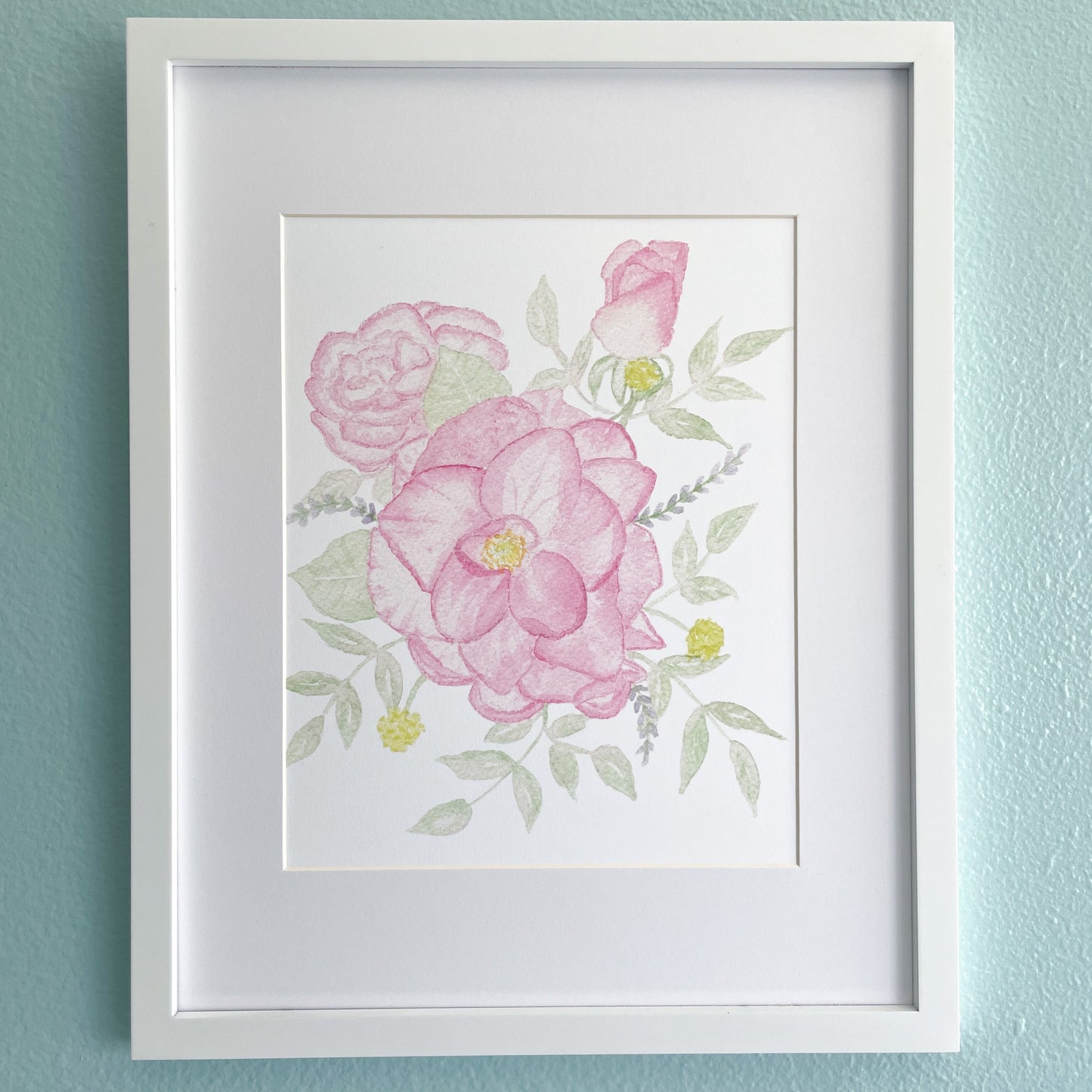 Watercolor Pink Roses Art Print