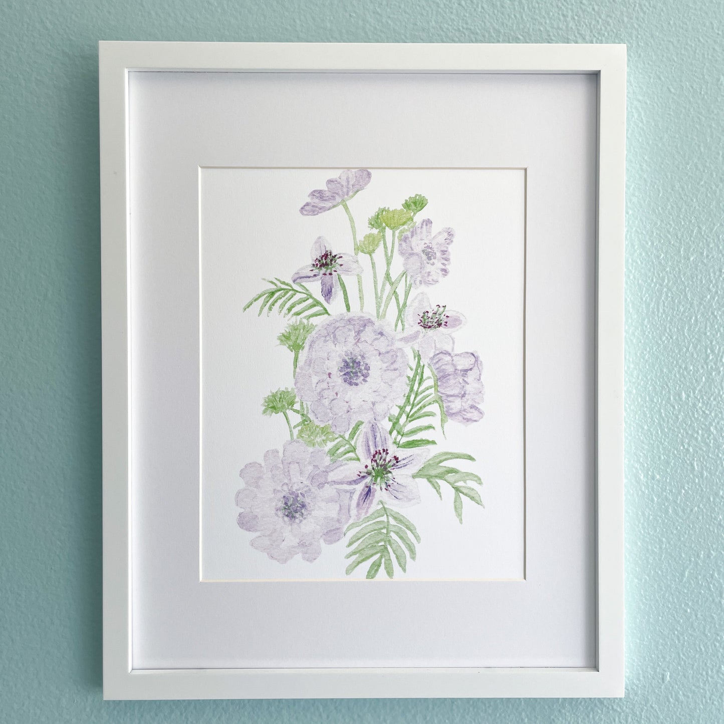 Watercolor Purple Bouquet Art Print