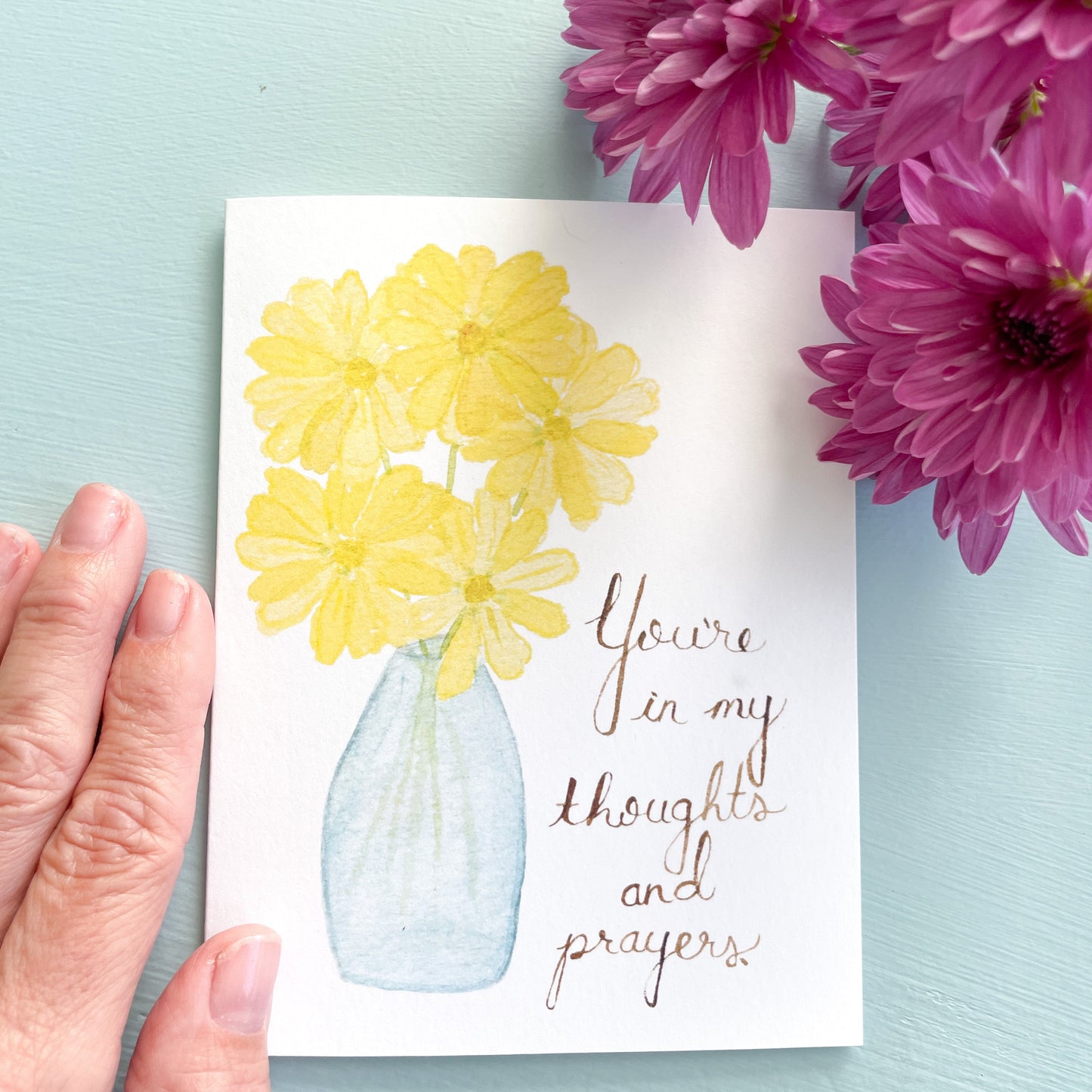 You're in My Thoughts and Prayers Watercolor Greeting Card