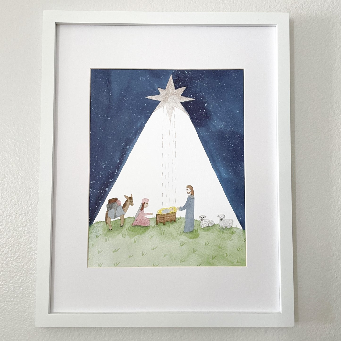 Starry Night Christmas Nativity Art Print