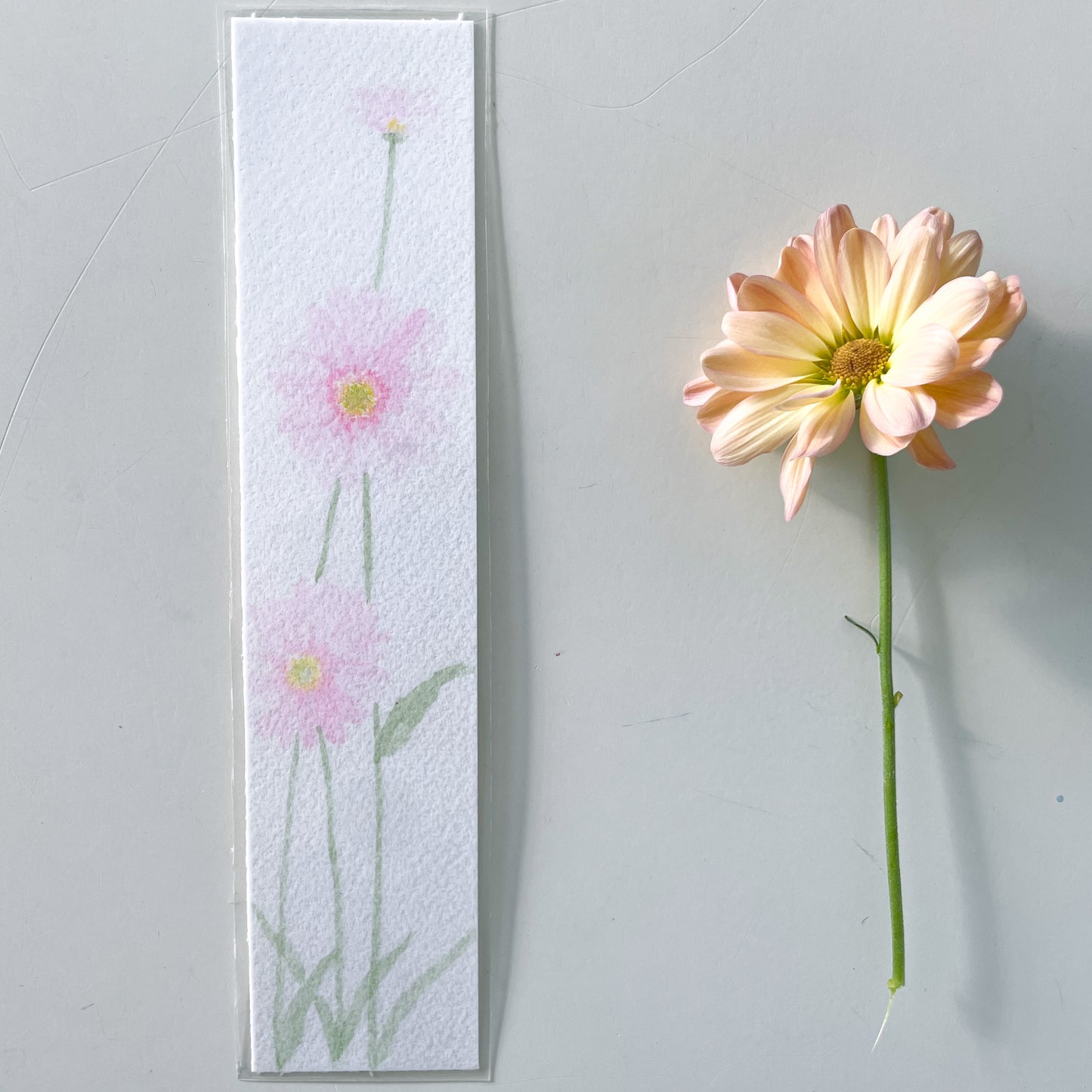 Hand-Painted Watercolor Flower Bookmark