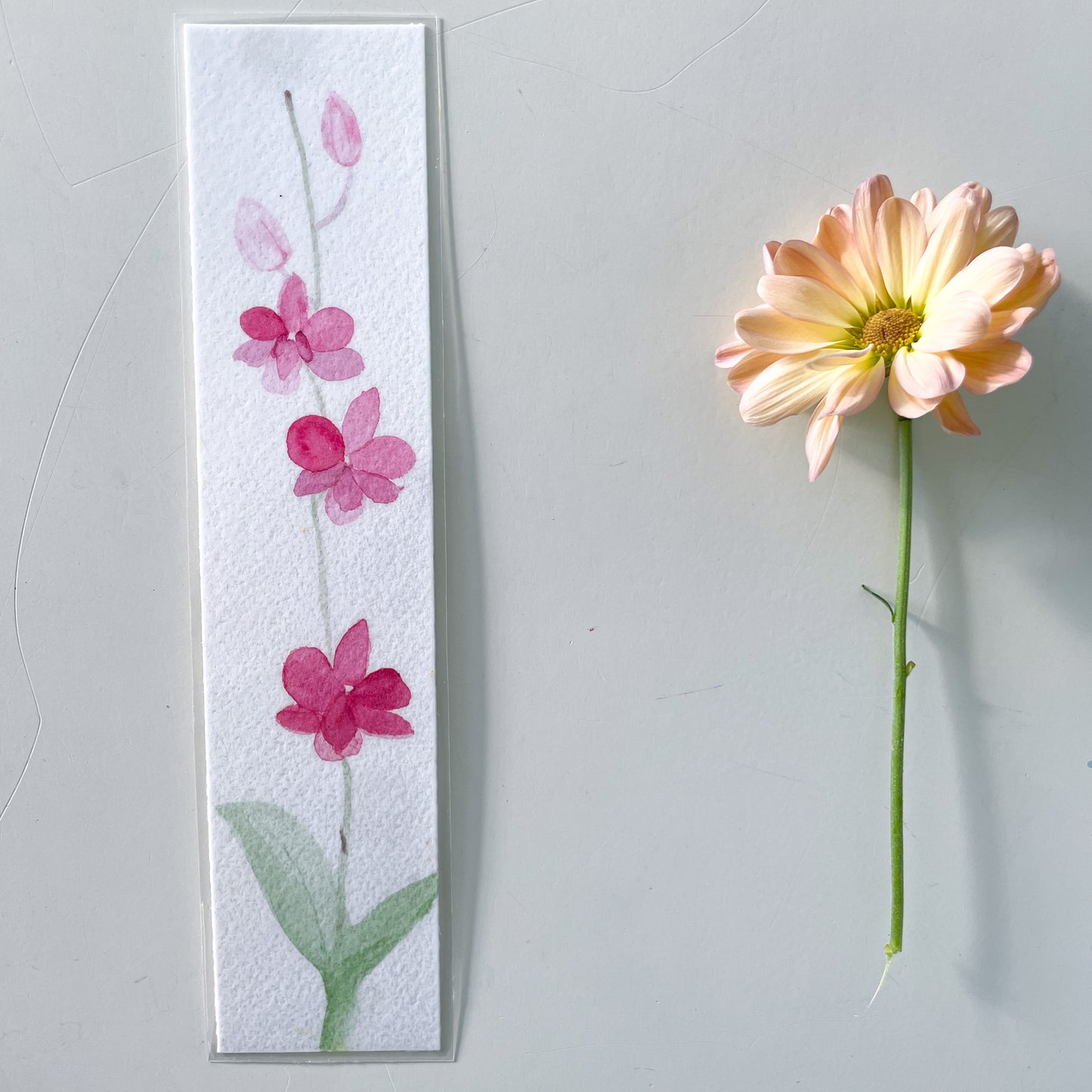 Hand-Painted Watercolor Flower Bookmark