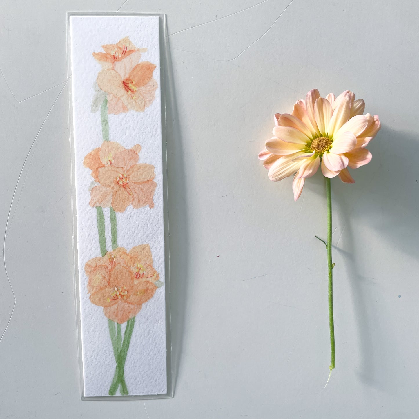 Hand-Painted Watercolor Flower Bookmark