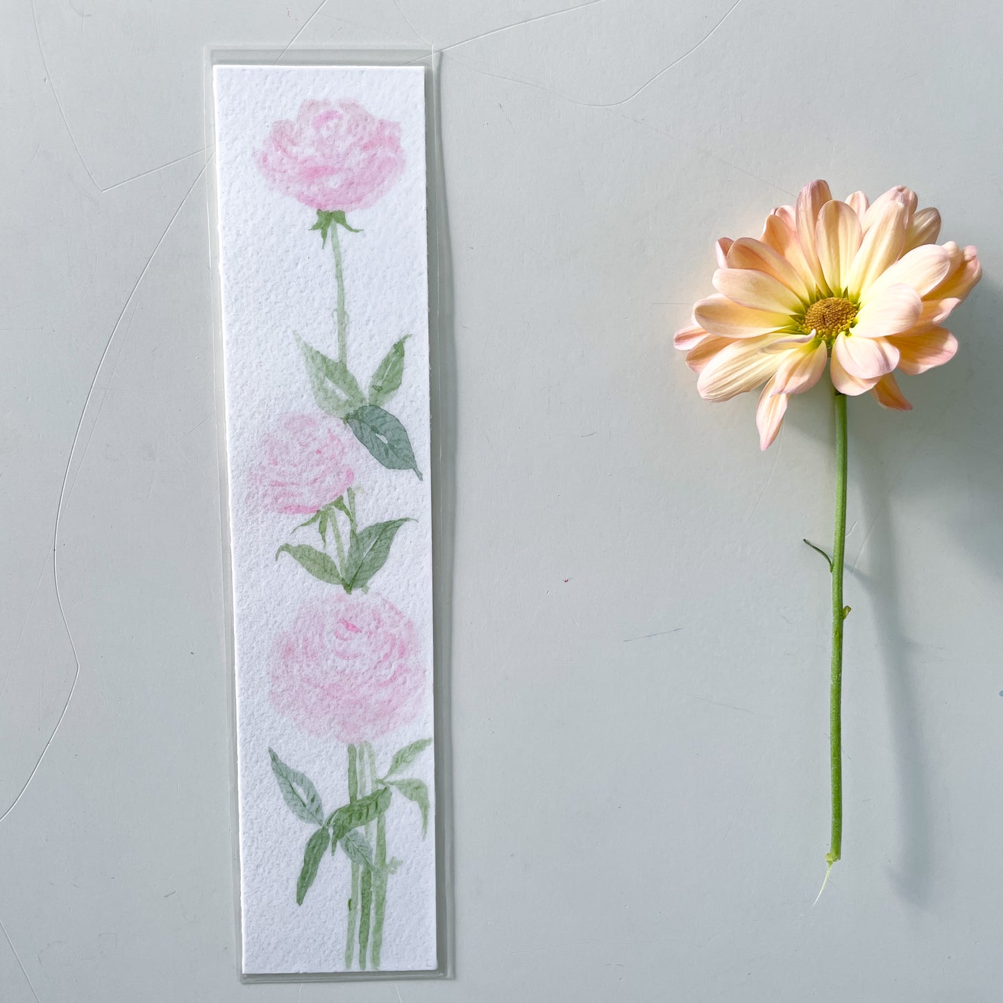 Hand-Painted Watercolor Flower Bookmark