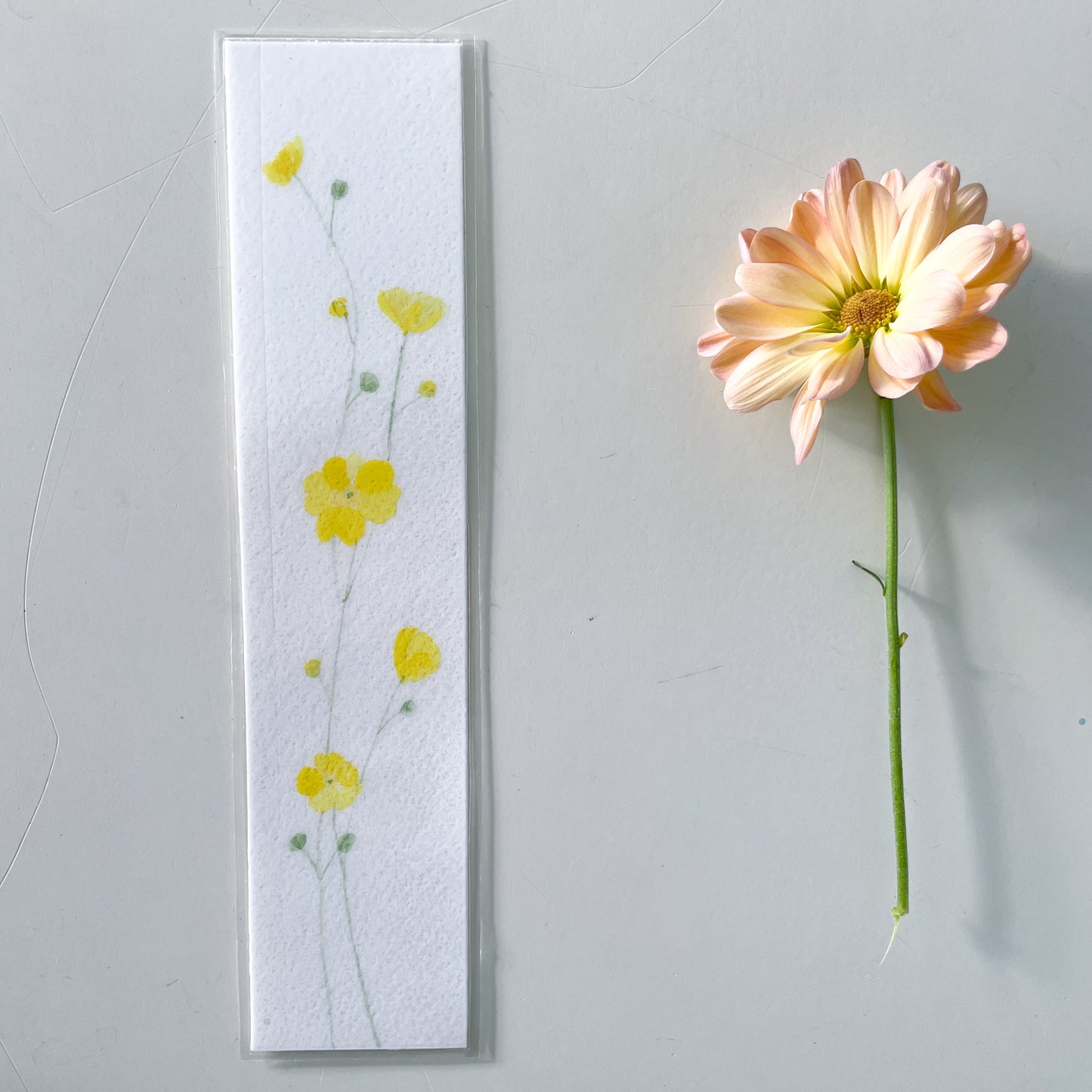 Hand-Painted Watercolor Flower Bookmark