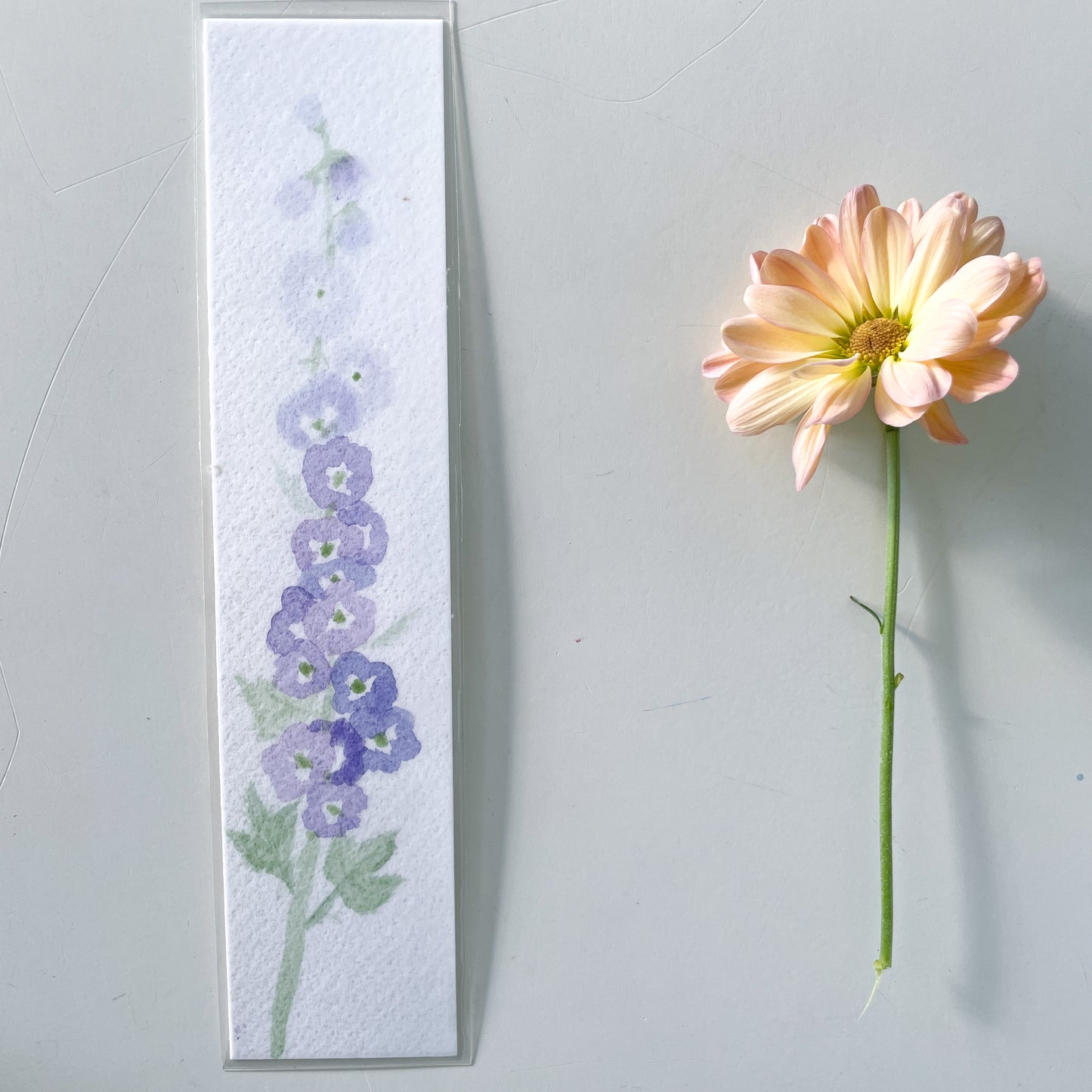 Hand-Painted Watercolor Flower Bookmark