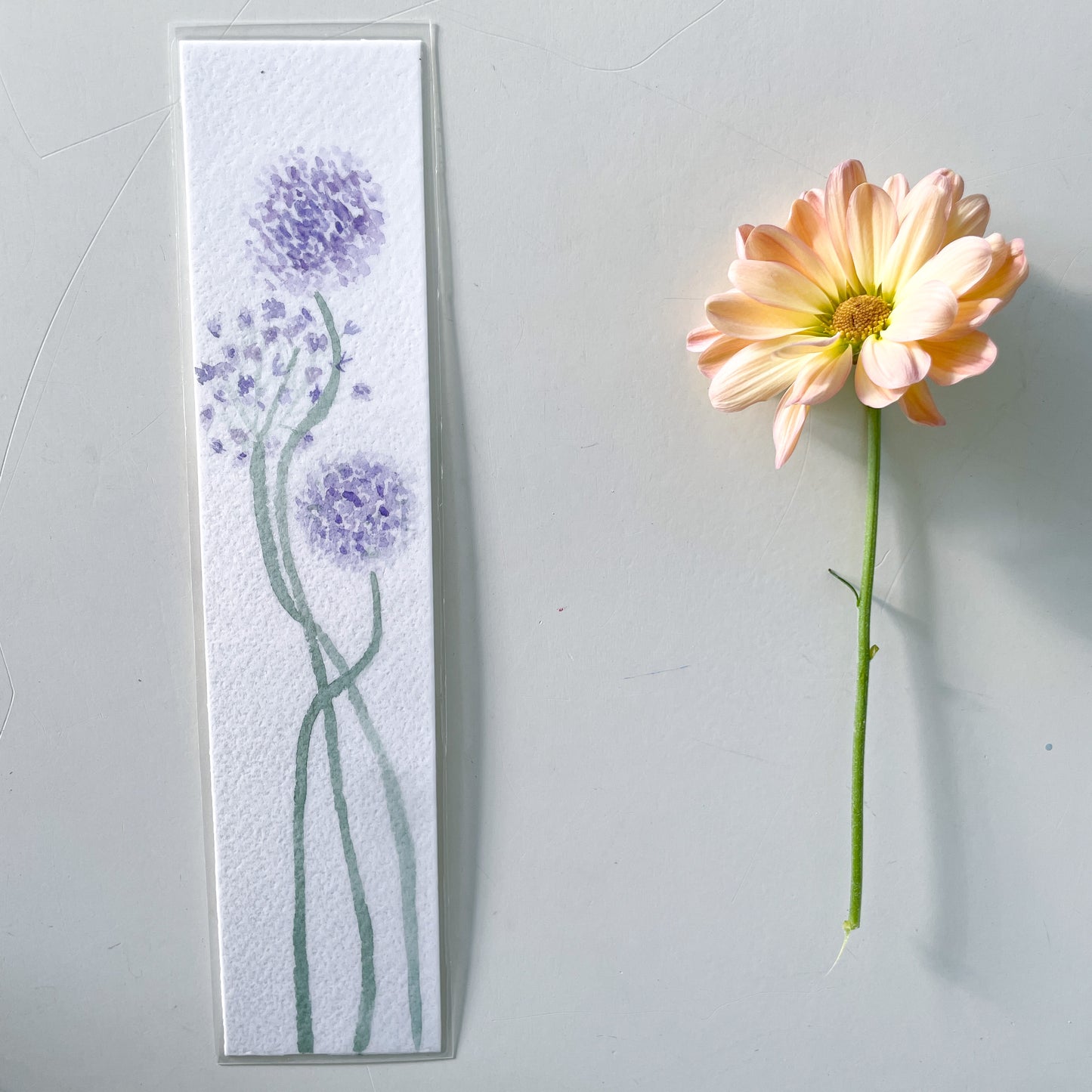 Hand-Painted Watercolor Flower Bookmark