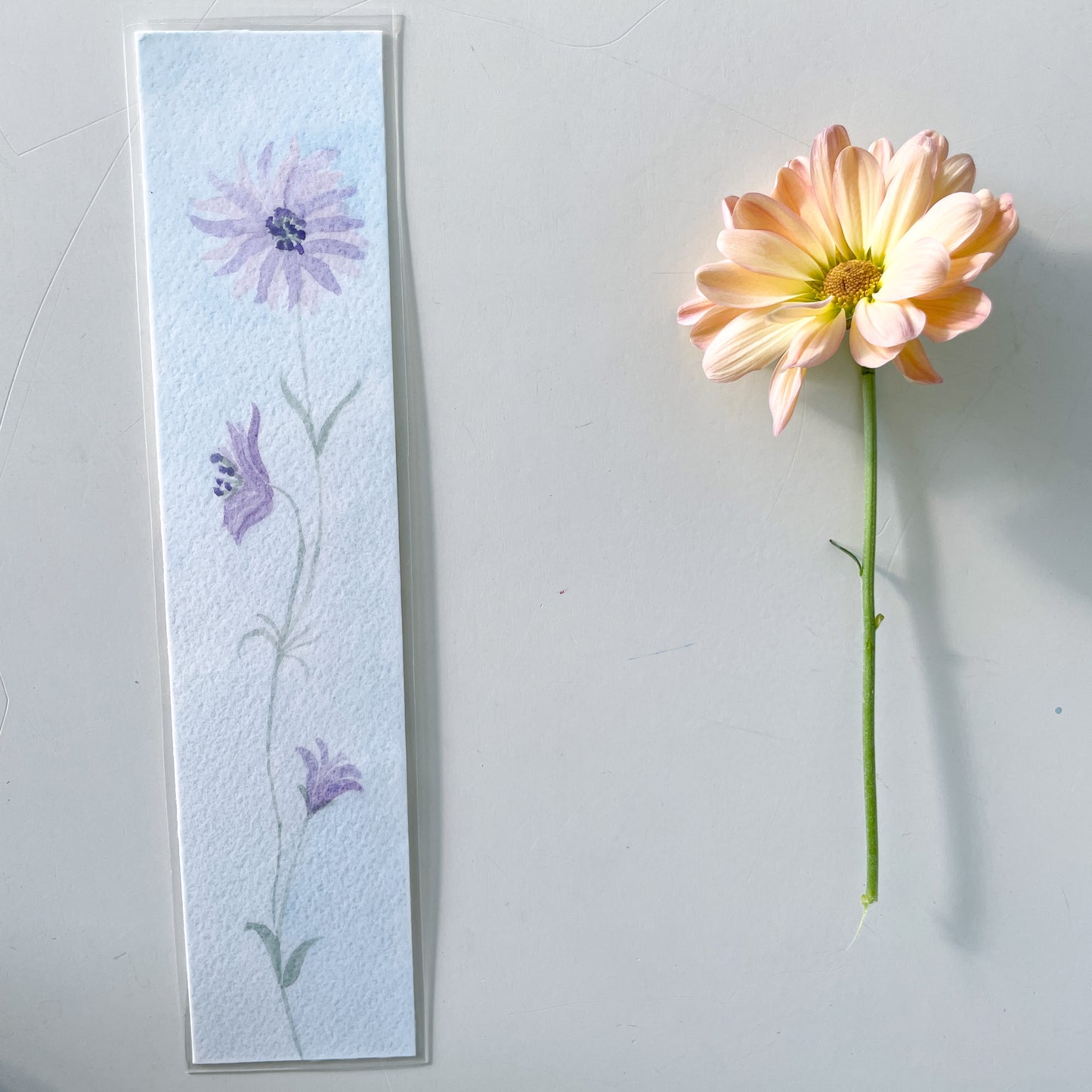 Hand-Painted Watercolor Flower Bookmark