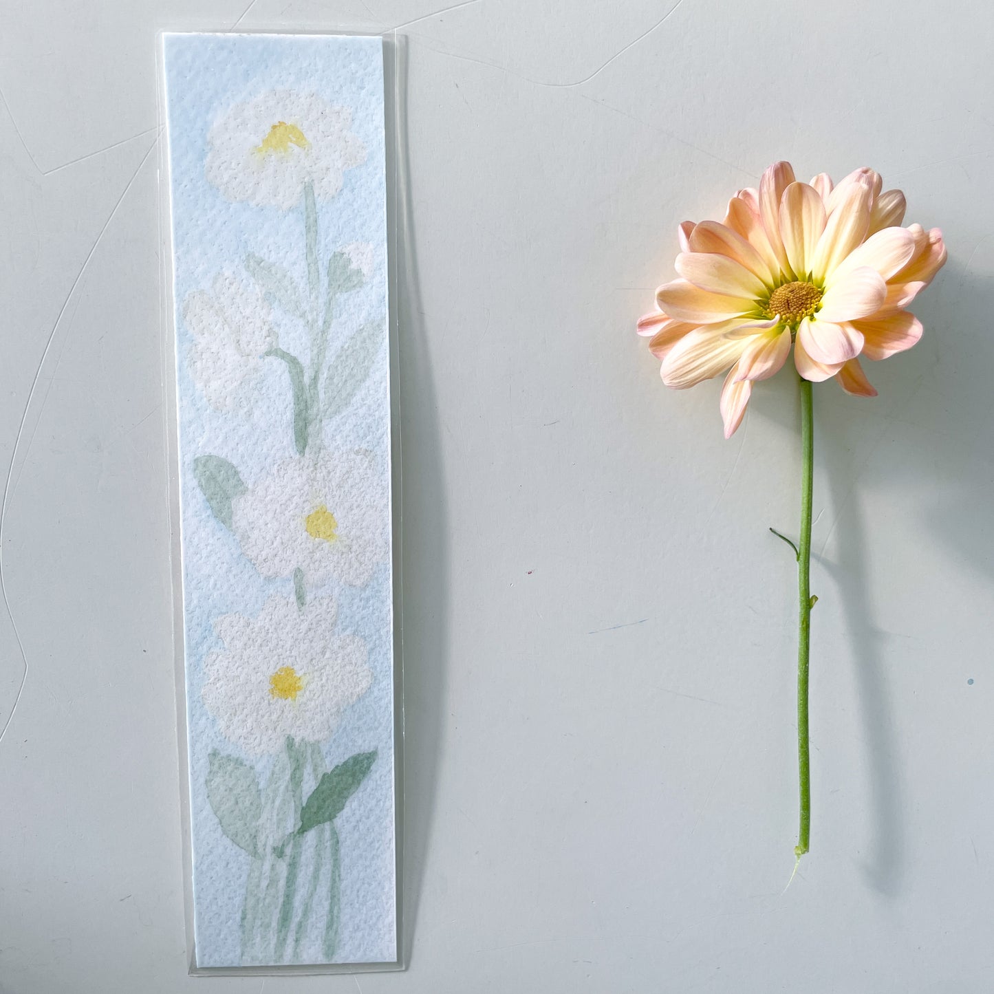 Hand-Painted Watercolor Flower Bookmark