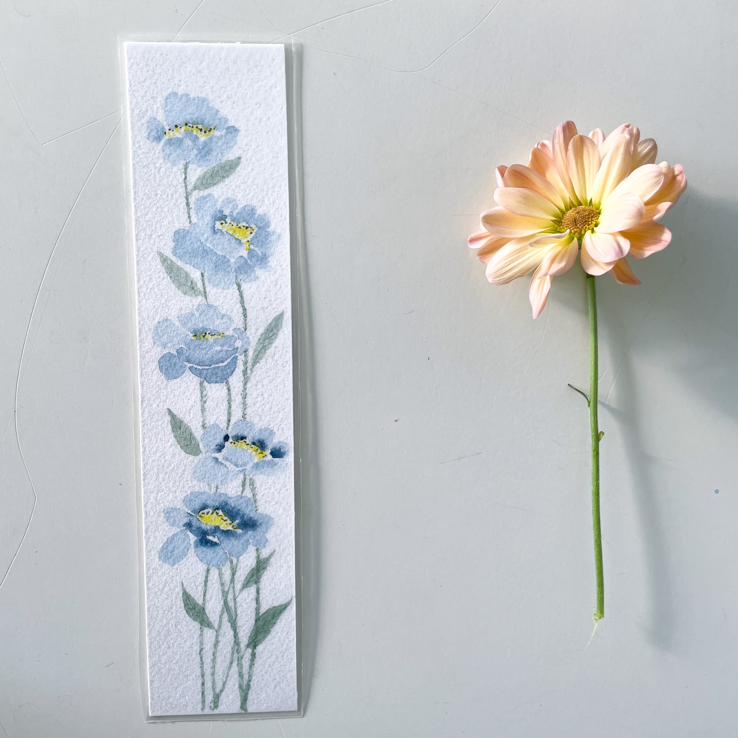 Hand-Painted Watercolor Flower Bookmark