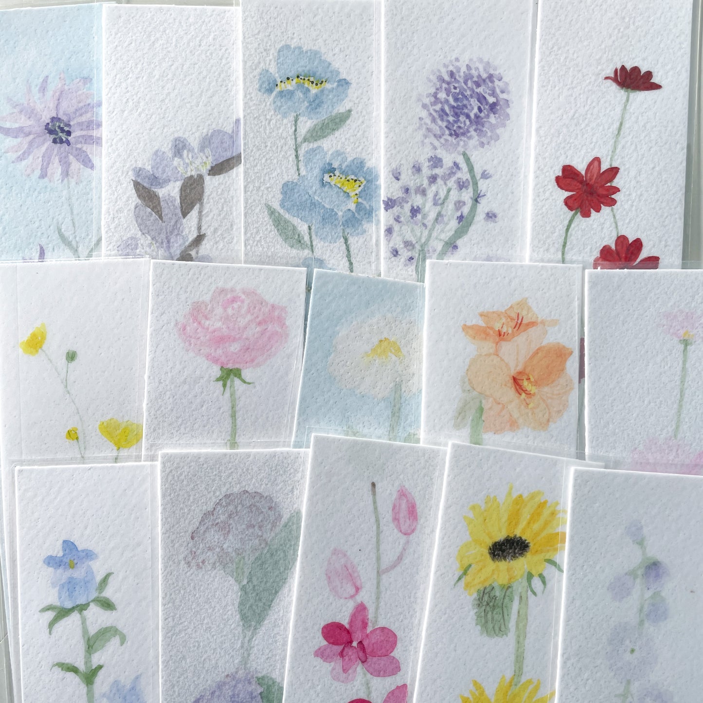 Hand-Painted Watercolor Flower Bookmark