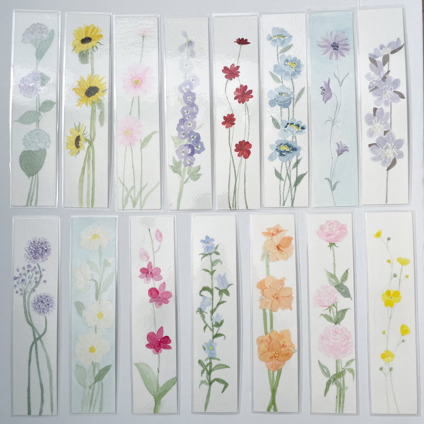 Hand-Painted Watercolor Flower Bookmark