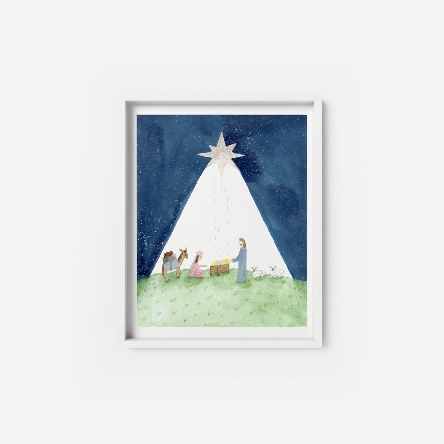 Starry Night Christmas Nativity Art Print