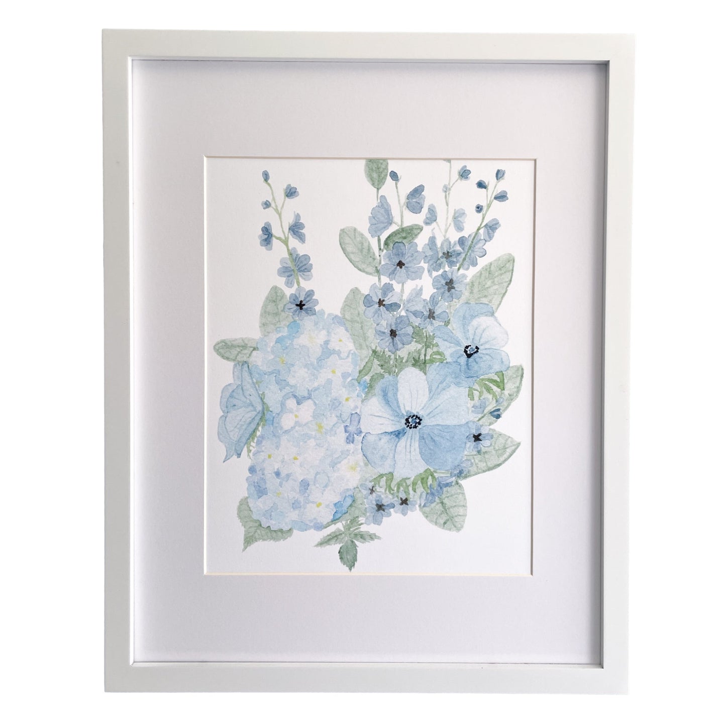 Watercolor Blue Bouquet Art Print