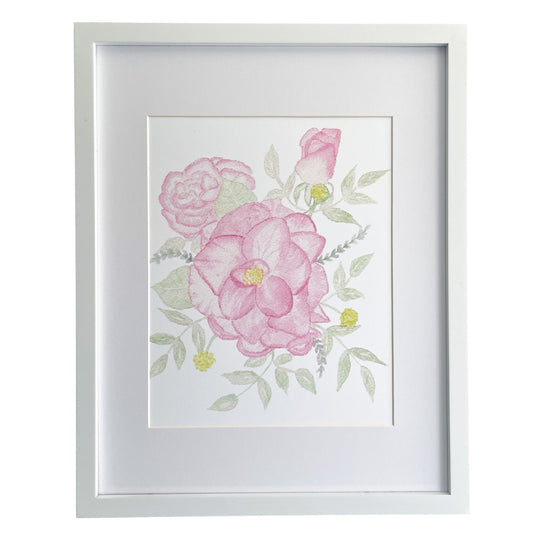 Watercolor Pink Roses Art Print
